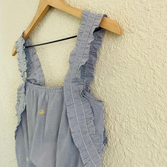 H&M Blue Stripe Ruffle Strap Gold Dot Tank - Picture 2 of 10